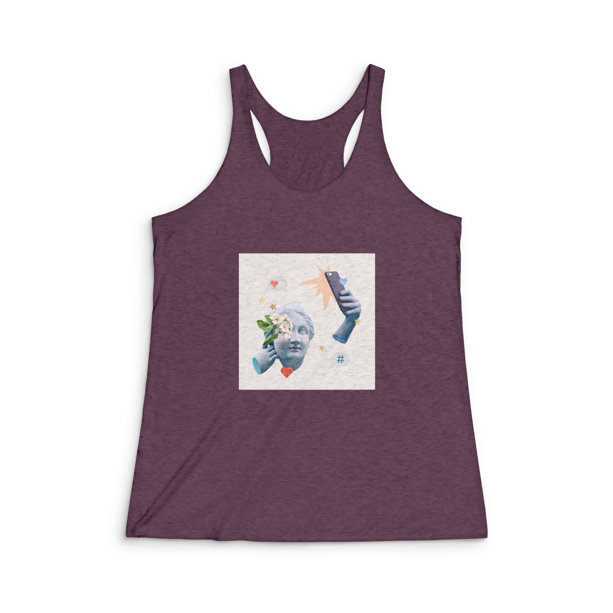 Creative Social Media Blogger Greek Statue Media Mix Post Womens Tri Blend Racerback Tank - Image 5