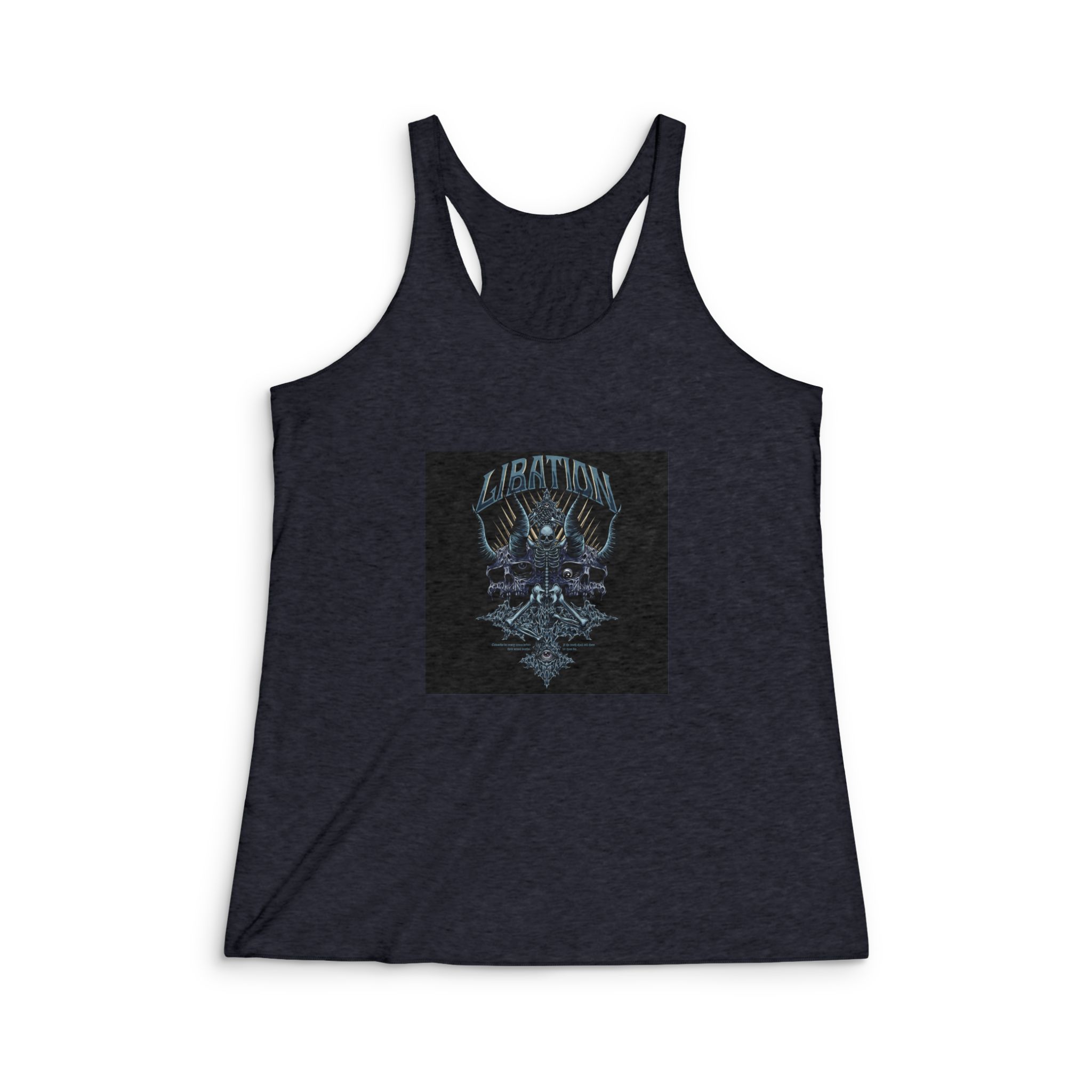 Gore Skeleton With Text Illustration Womens Tri Blend Racerback Tank - Image 2