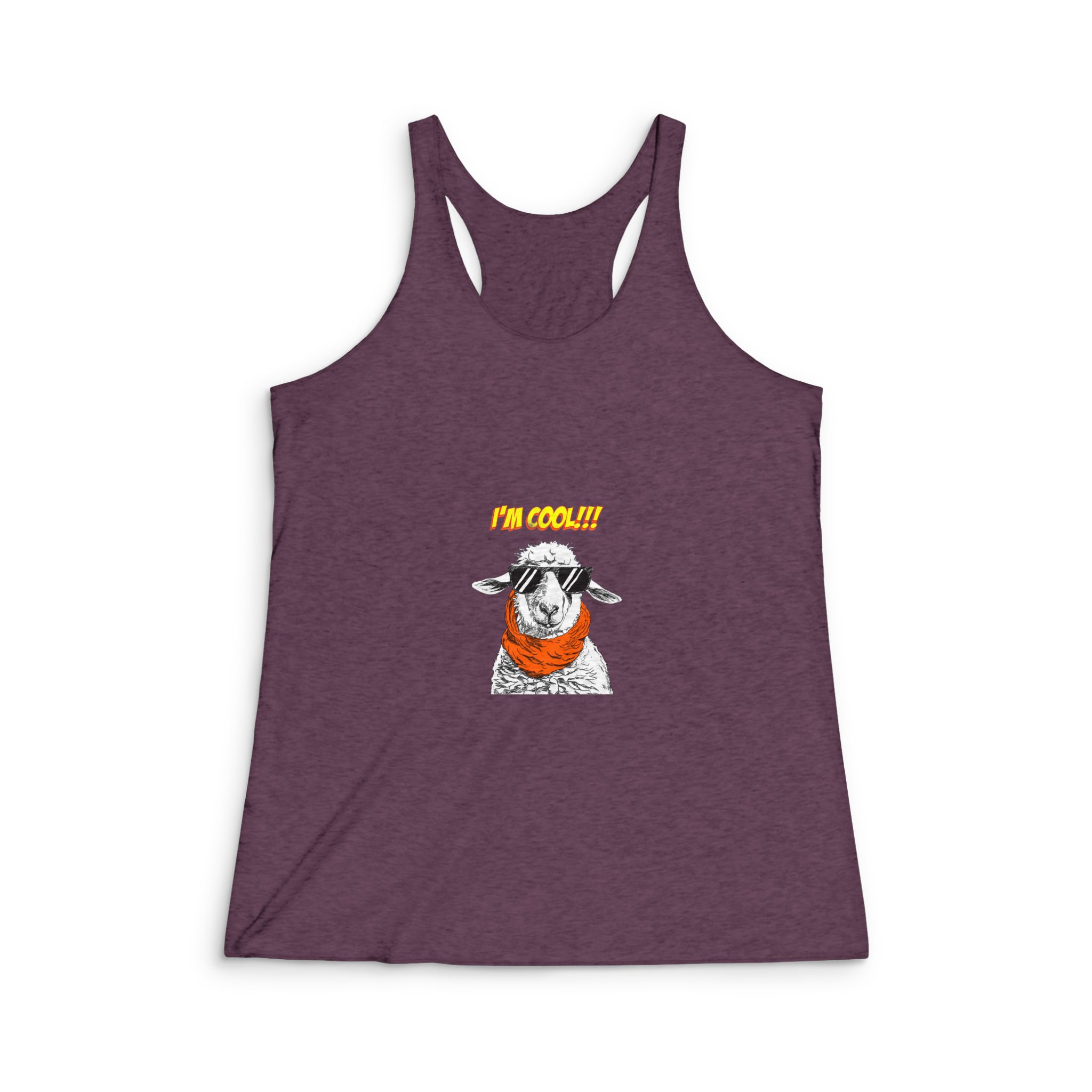 I M Cool Sheep Abstarct Cartoon Womens Tri Blend Racerback Tank - Image 5