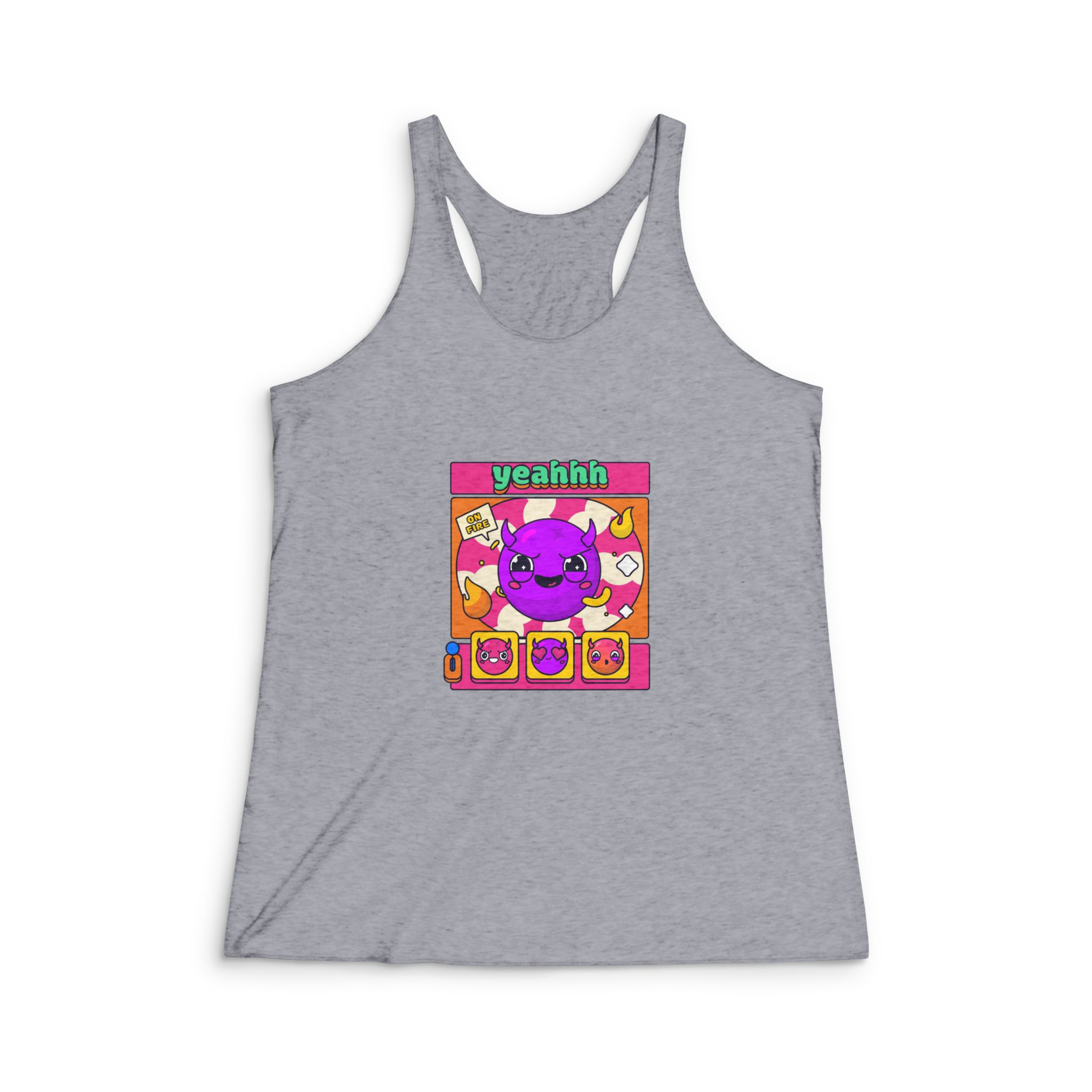 Horns Emoji Illustration Womens Tri Blend Racerback Tank - Image 4