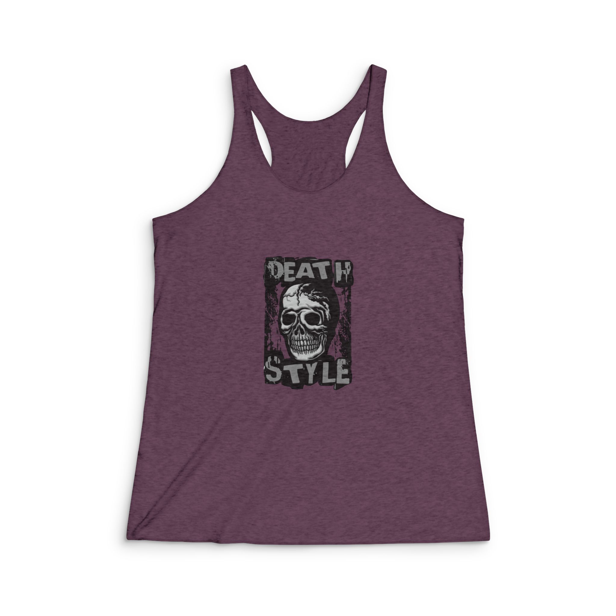 Gothic Sign With Skull Grunge Vintage Design T Shirts (16) Womens Tri Blend Racerback Tank - Image 5