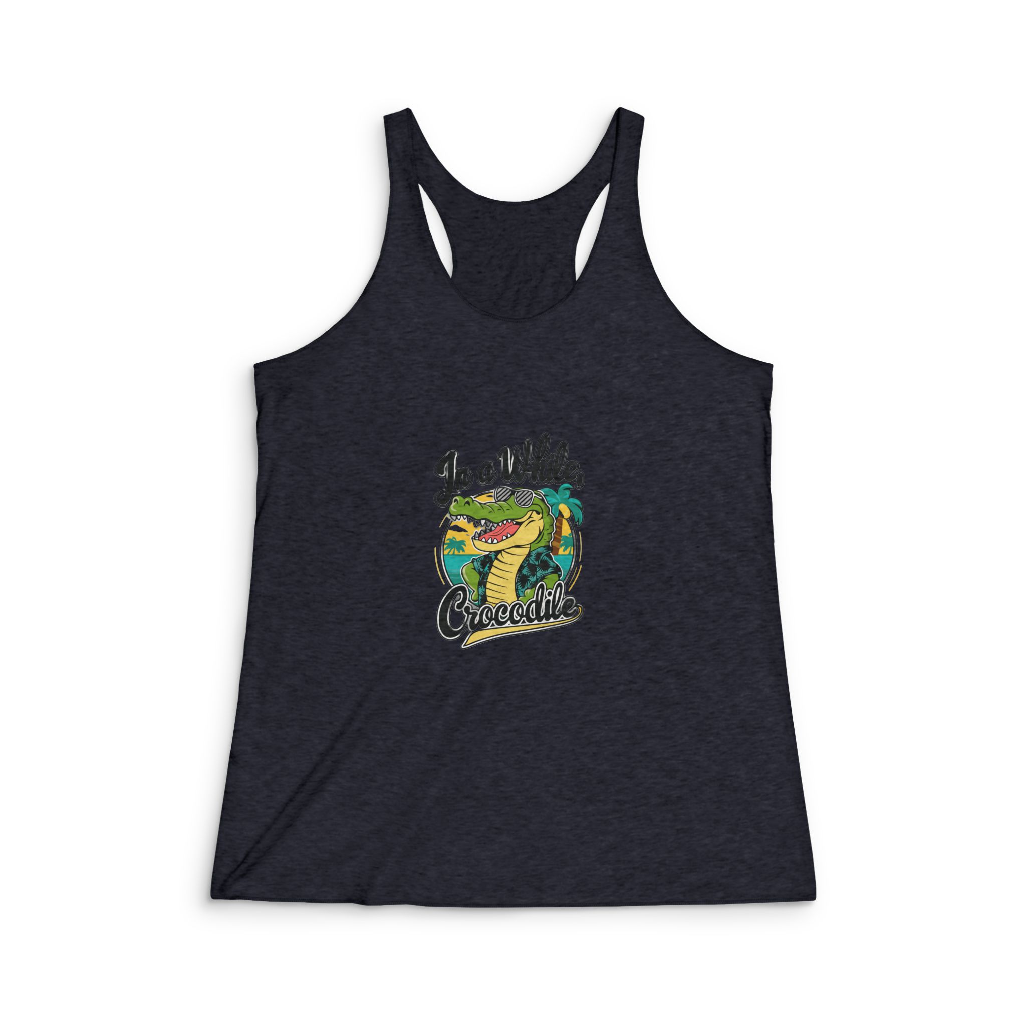 In A While Crocodile Copia 2 Womens Tri Blend Racerback Tank - Image 2