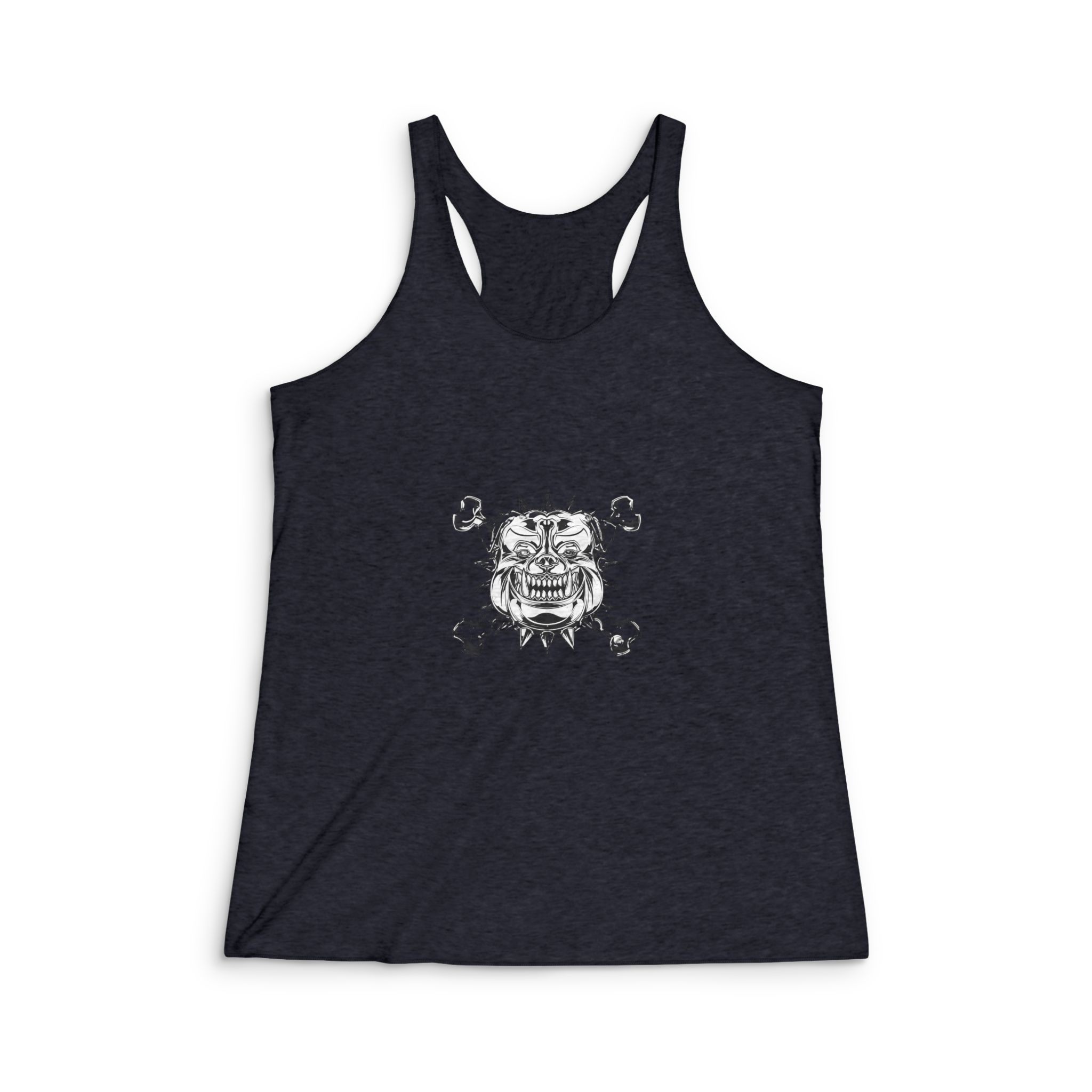 Isolated Emblem With Illustration Pitbull Head Womens Tri Blend Racerback Tank - Image 2