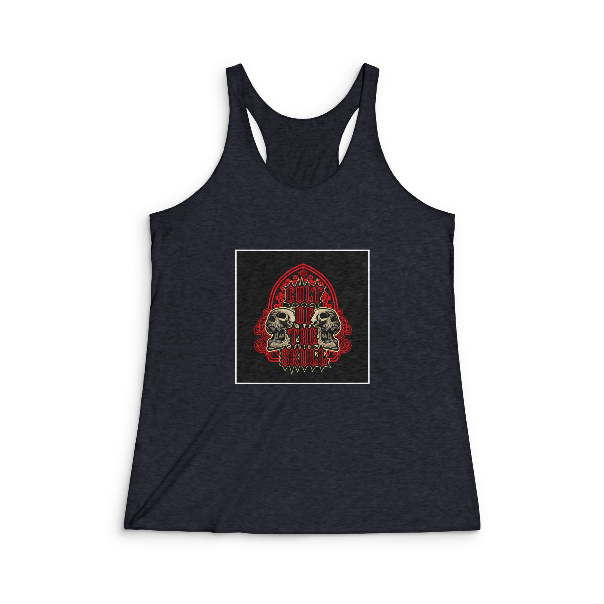Cult Skull Gothic Skull Emblem Womens Tri Blend Racerback Tank - Image 2
