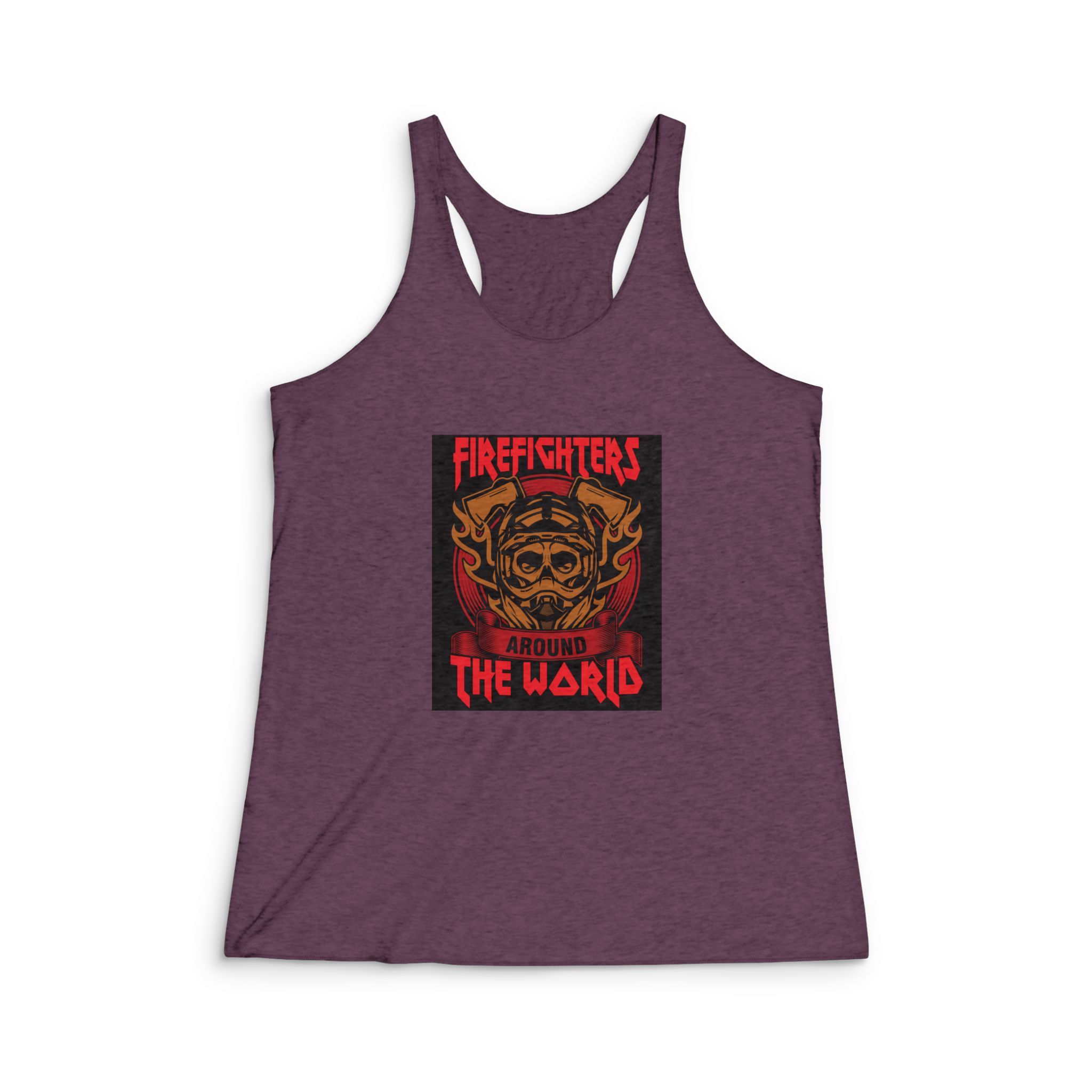 Firefighter Around the World Womens Tri Blend Racerback Tank - Image 5