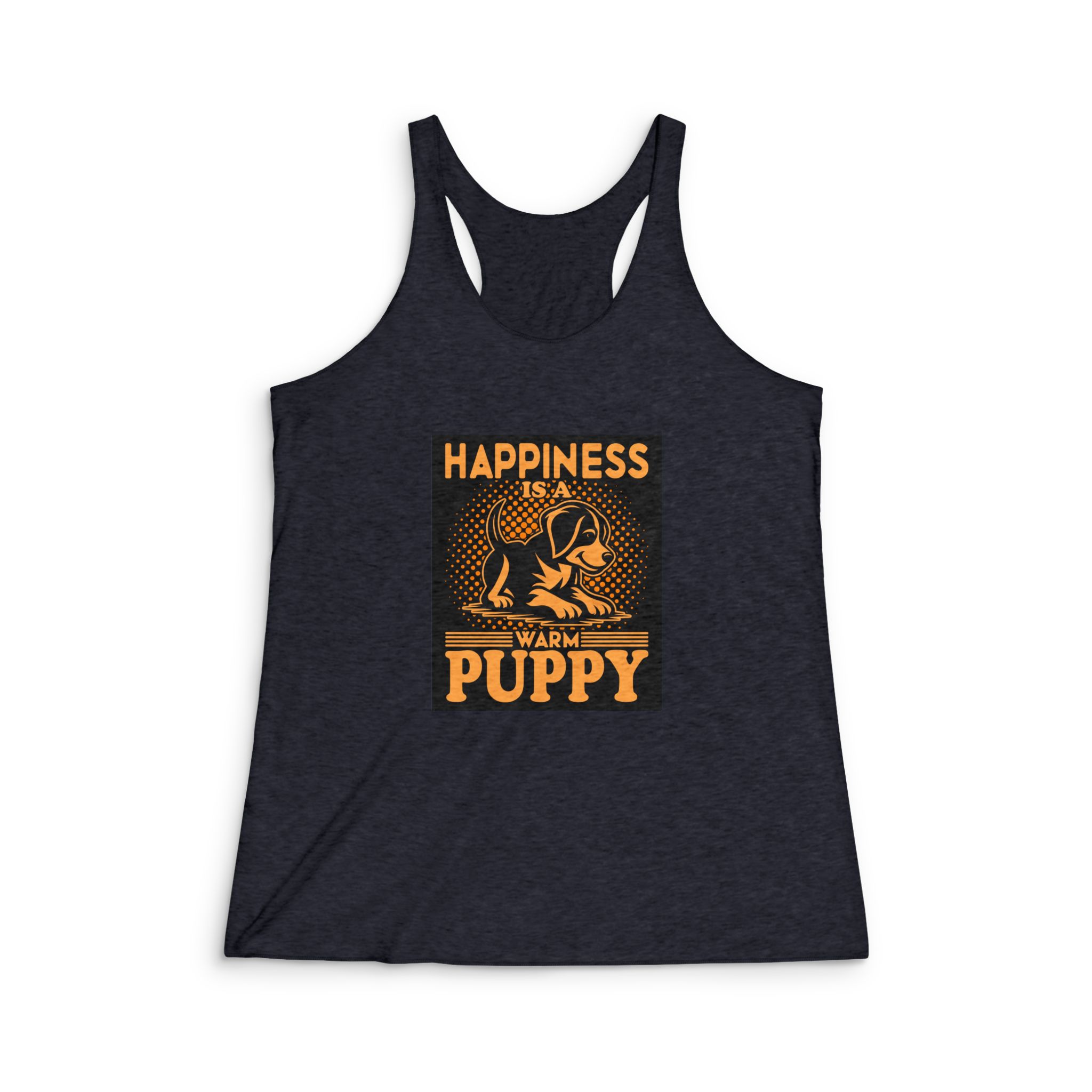 Happiness Is Warm Puppy Womens Tri Blend Racerback Tank - Image 2