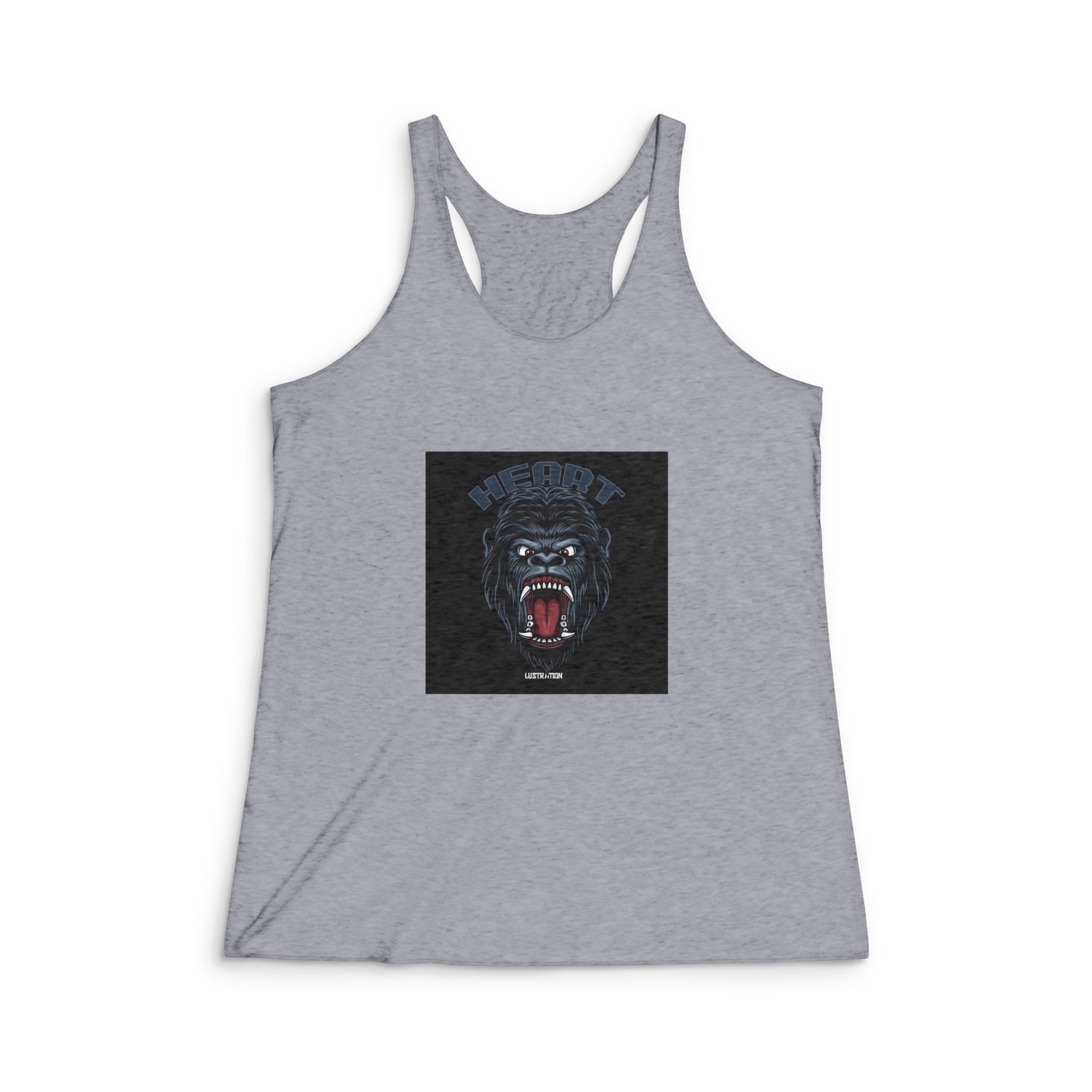 Gorilla Head Mascot With Text Illustration Womens Tri Blend Racerback Tank - Image 4