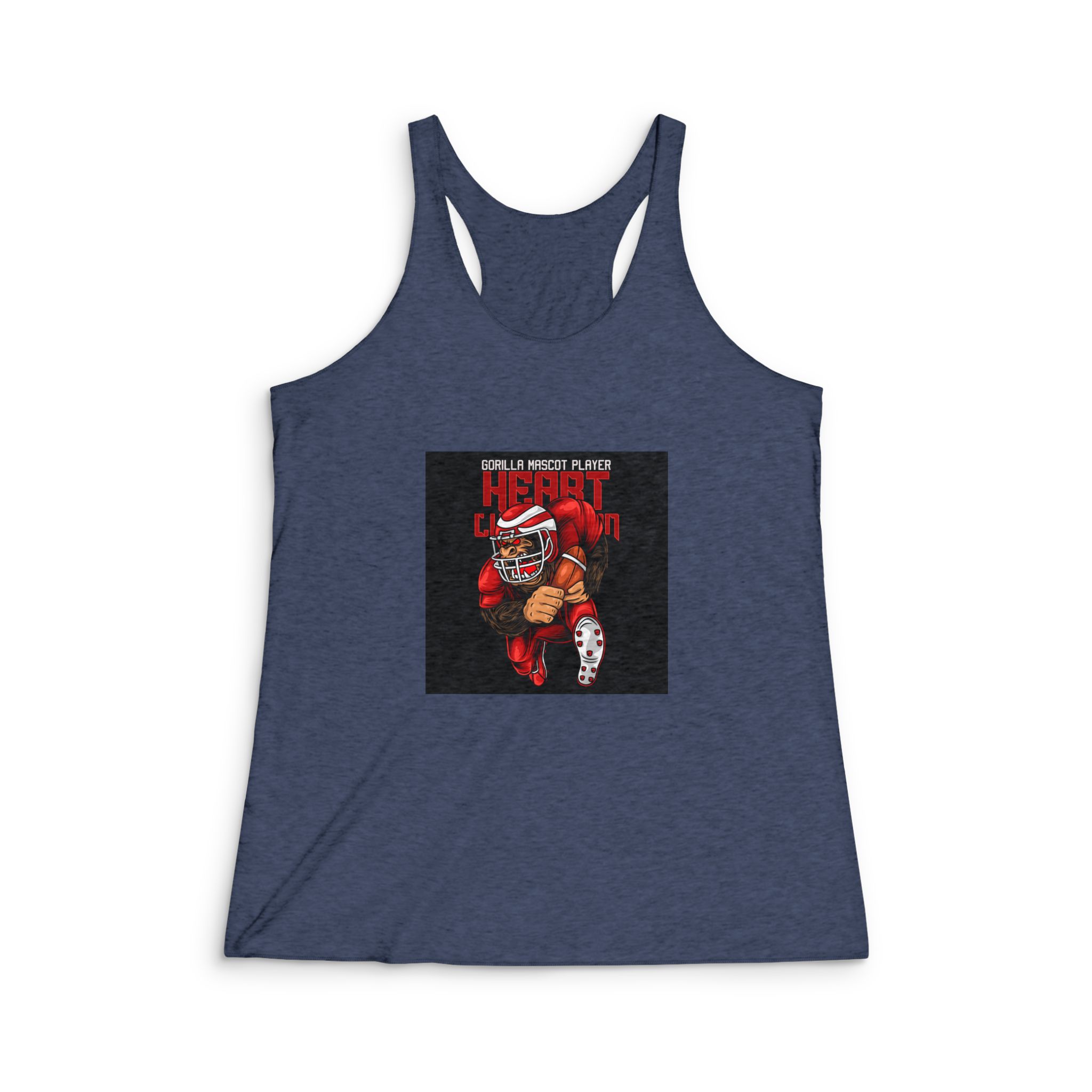 Gorilla Mascot American Football With Text Illustration Womens Tri Blend Racerback Tank - Image 3