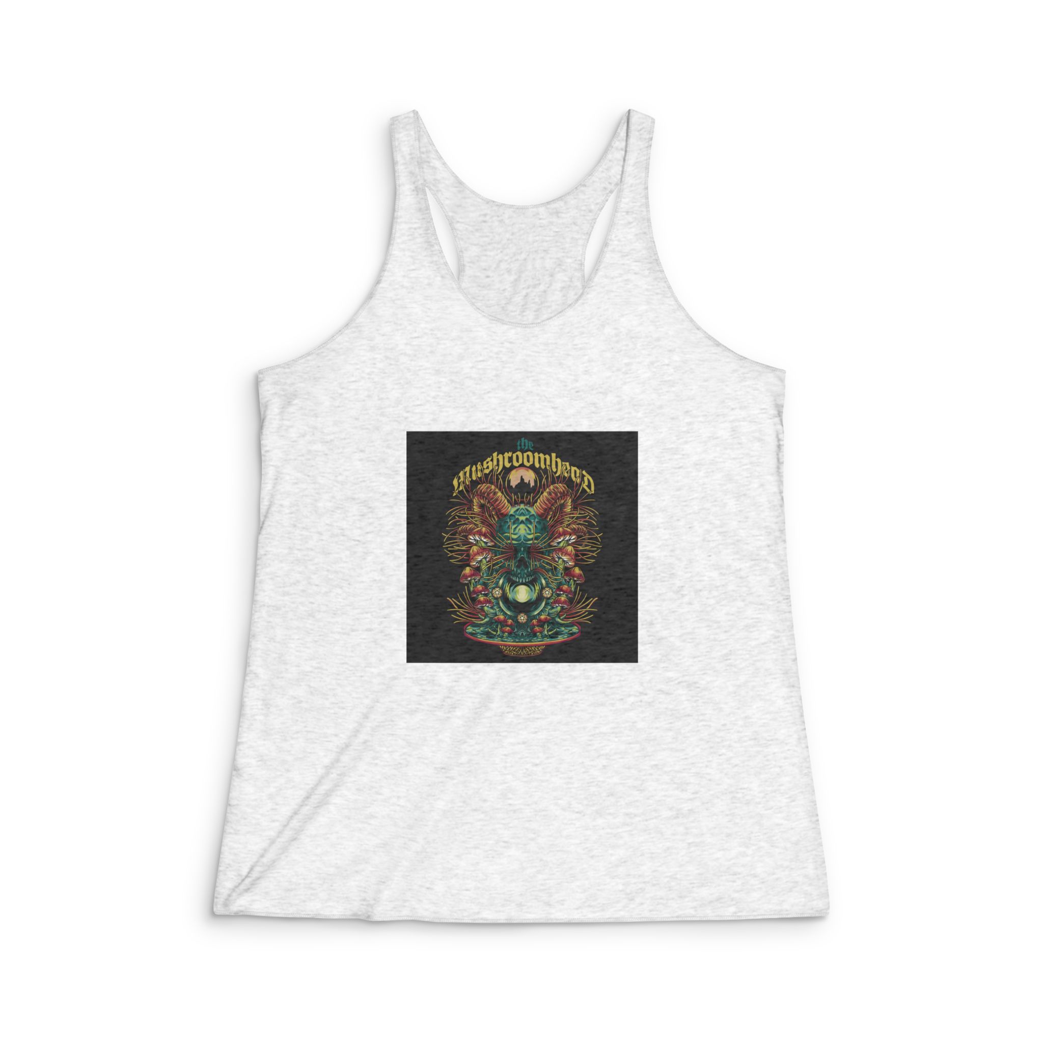 Demon Shroom With Text Illustration Womens Tri Blend Racerback Tank