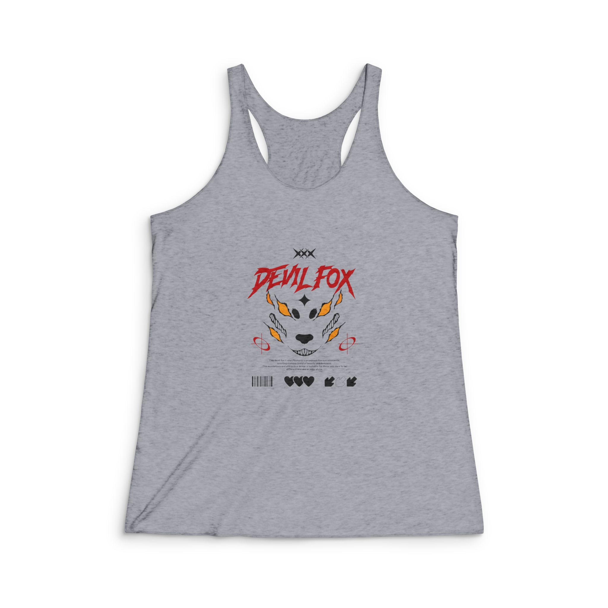 Devil Fox T Shirt Design Womens Tri Blend Racerback Tank - Image 4