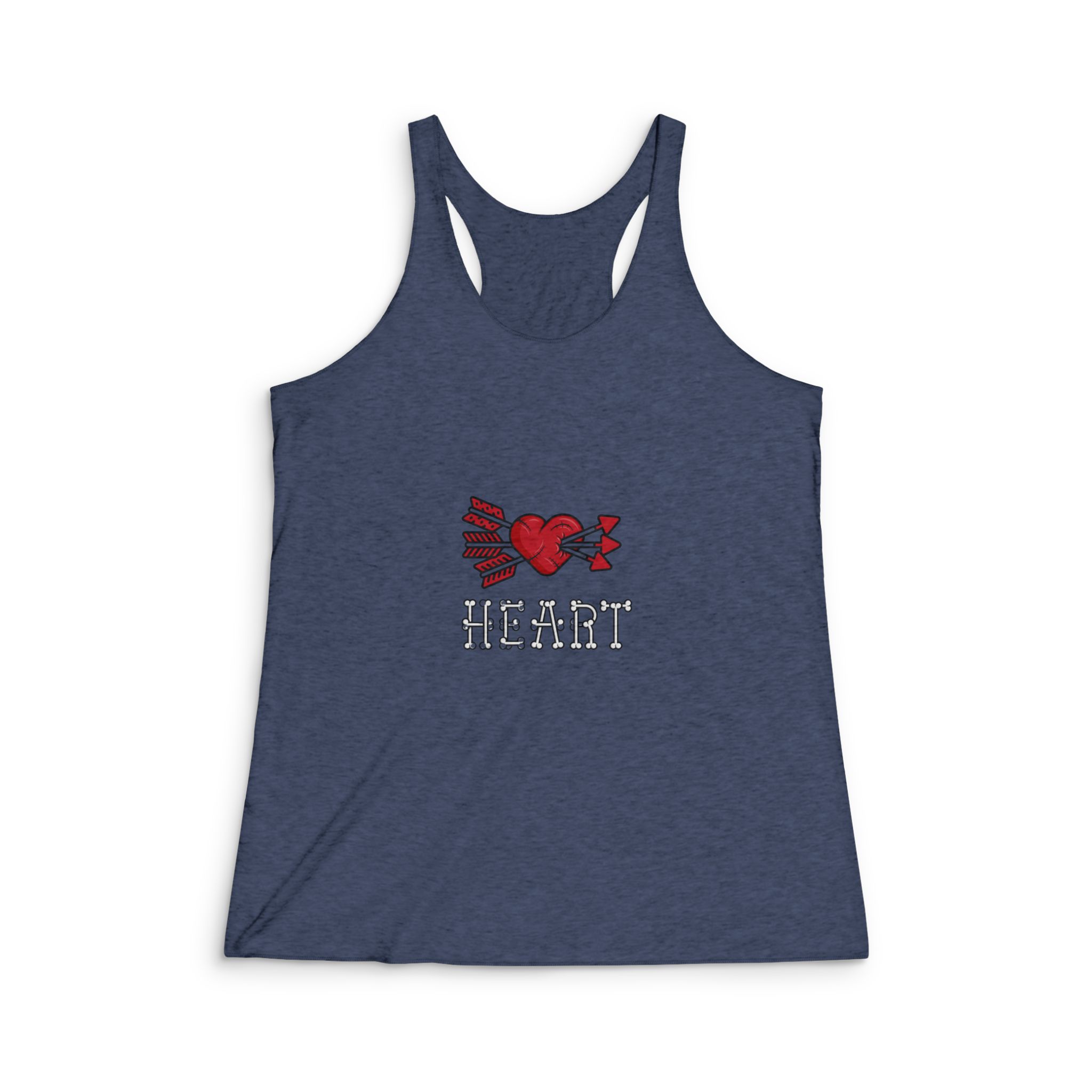 Heart Cut Stitched While Surrounded By Bones That Make Up Heart Womens Tri Blend Racerback Tank - Image 3