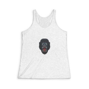 Gorilla Head Mascot Illustration Womens Tri Blend Racerback Tank